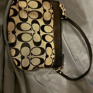 Coach Corner Zip Wristlet Black and Grey